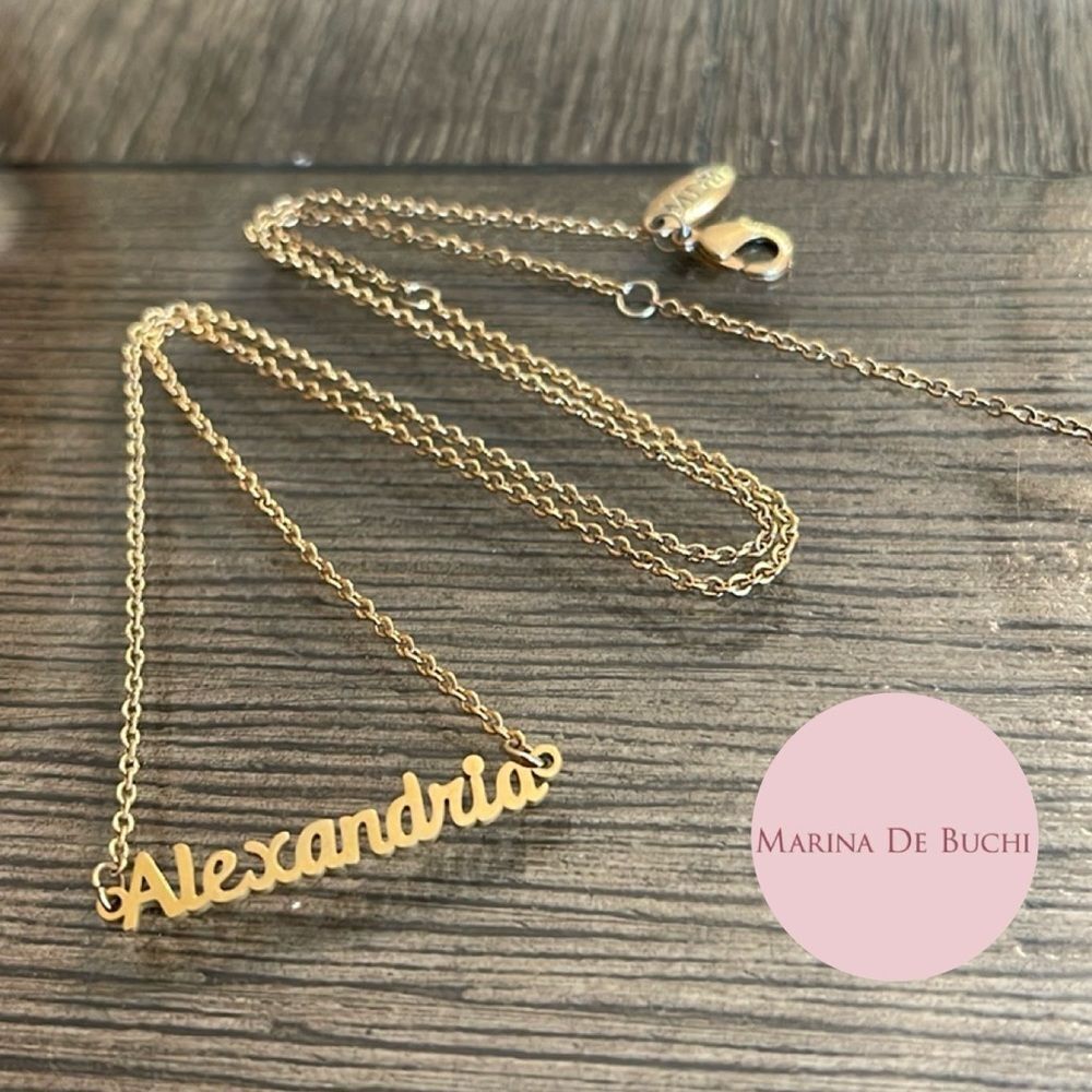 Marina De Buchi Personalized Luxe Name Necklace “Alexandria” Gold Plated